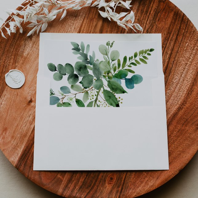 Green Eucalyptus Self-Addressed RSVP Envelope (Creator Uploaded)
