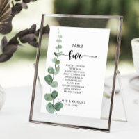 Green Eucalyptus Table Number 5 Seating Chart