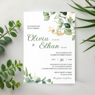 Green Eucalyptus Watercolor Botanical Wedding Invitation