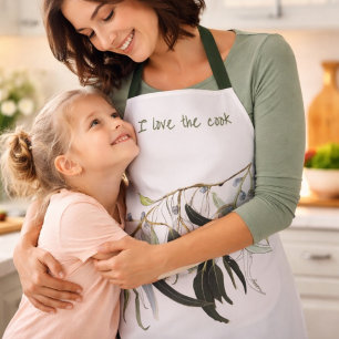 Green Eucalyptus Watercolor I Love the Cook Apron
