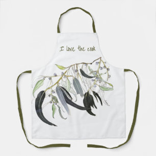 Green Eucalyptus Watercolor I Love the Cook Apron