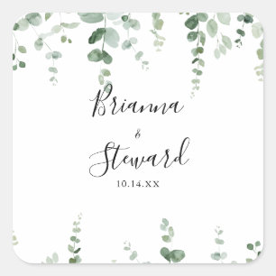 Green Eucalyptus Wedding Envelope Seals