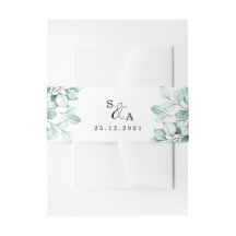 Green Eucalyptus Wedding Invitation Belly Band