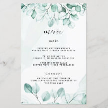 Green Eucalyptus Wedding Menu Cards