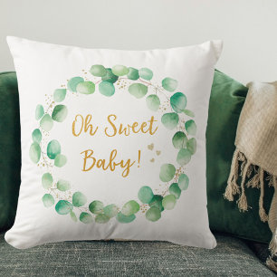 Green Eucalyptus Wood Quote Baby Nursery Throw Pillow