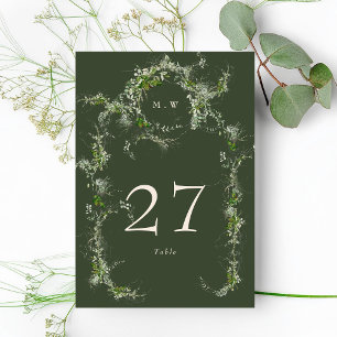 Green Eucalyptus Wreath Elegant Monogram Wedding Table Number