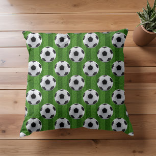 Green European Football Pattern Throw Pillow