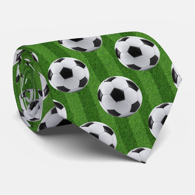 Green European Football Pattern Tie (Rolled)