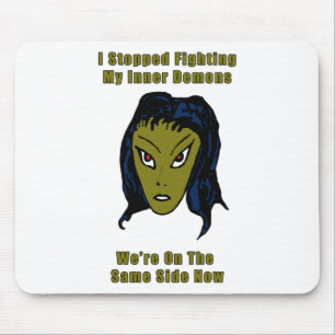 Green Evil Alien Woman Same Side Now Mouse Pad