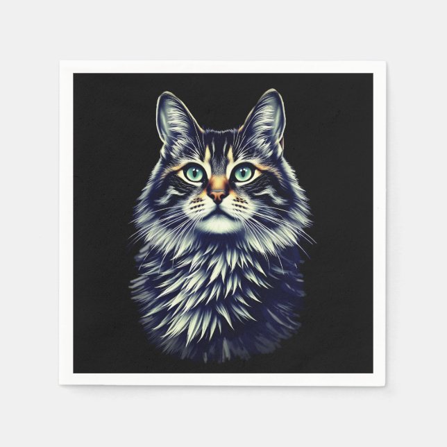 Green Eye Cat  Napkin (Front)