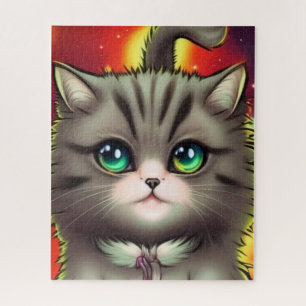 Green Eye Cat Ready to Play Jigsaw Puzzle