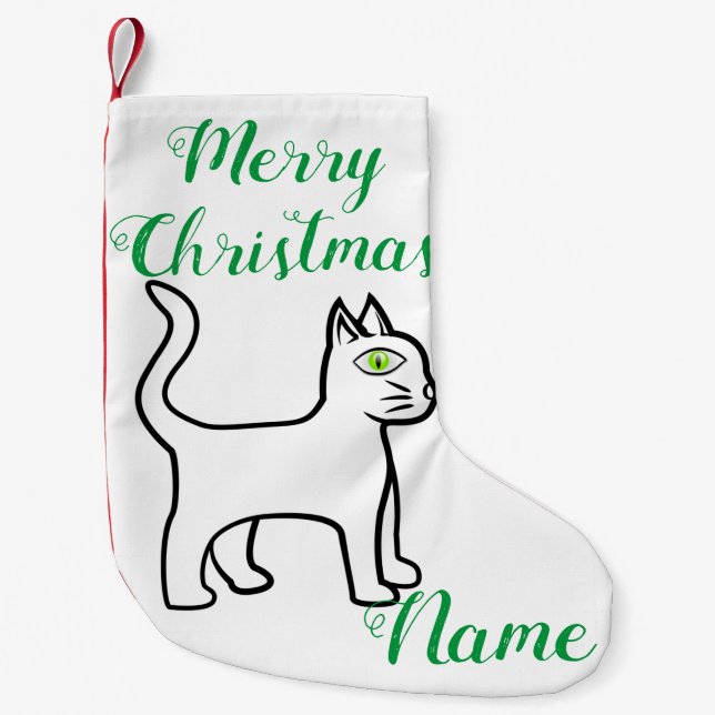 Green-eye Cat Thunder_Cove Small Christmas Stocking (Front)