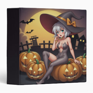 Green Eye Halloween Witch on Jack-O-Lantern's Binder