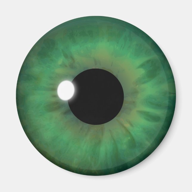 Green Eye Iris Eyeball Cool Custom Round Magnets (Front)