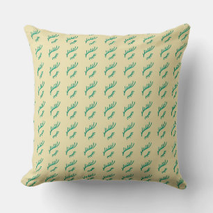 Green Eye Lashes over Yellow Background Throw Pillow
