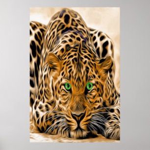 Green Eye Leopard Poster