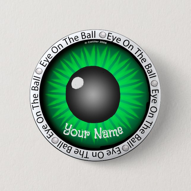 Green Eye On Ball Golfer 2 Inch Round Button (Front)