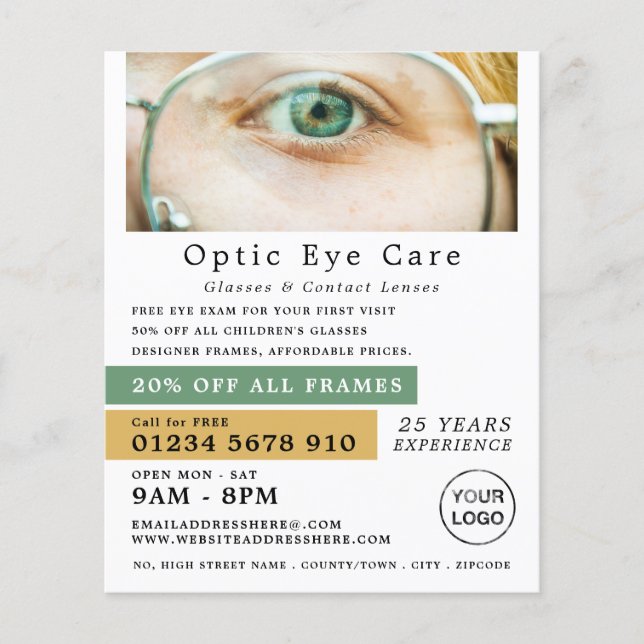 Green Eye, Optician, Technical Practitioner Flyer (Front)