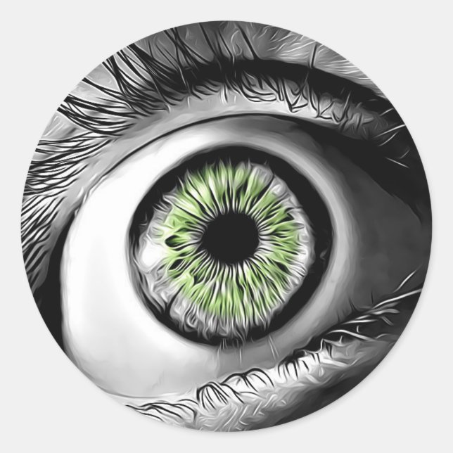 Green Eye Scary Halloween Stickers (Front)