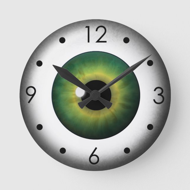 Green Eyeball Iris Eye Custom Medium Round Clock (Front)