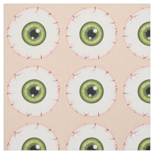 Green Eyeball Pattern Halloween Bloodshot Eyeball Fabric (Swatch)
