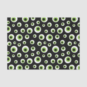 Green Eyeballs   Halloween Pattern Tissue Paper