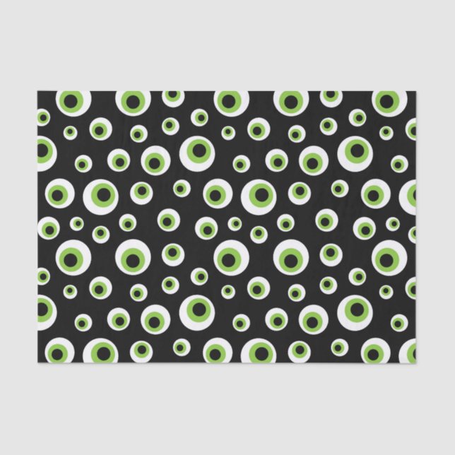Green Eyeballs | Halloween Pattern Tissue Paper (Front)