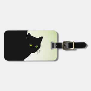 Green Eyed Black Cat Luggage Tag