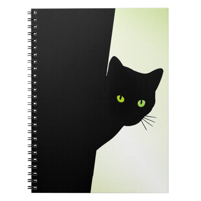 Green Eyed Black Cat Notebook (Front)