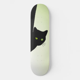 Green Eyed Black Cat Skateboard