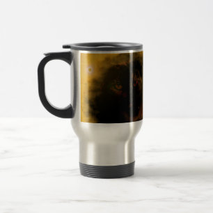green eyed black cat sunburst Aluminum Travel Mug