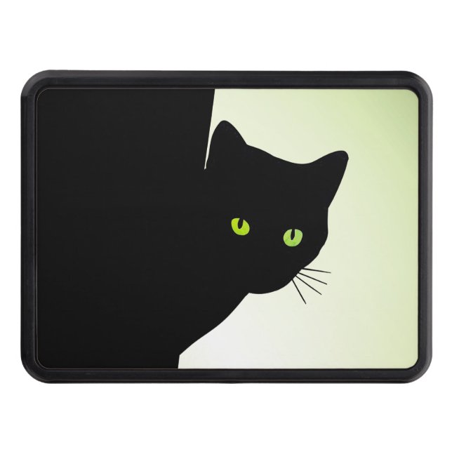 Green Eyed Black Cat Trailer Hitch Cover (Front)