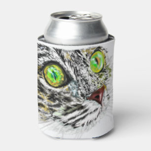Green Eyed Cat Can Cooler - Stalking