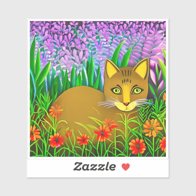 Green Eyed Cat in a Flower Garden (Sheet)