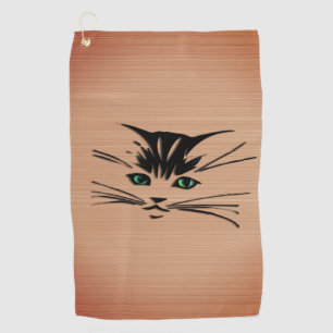 Green Eyed Cat Rustic Golf Towel