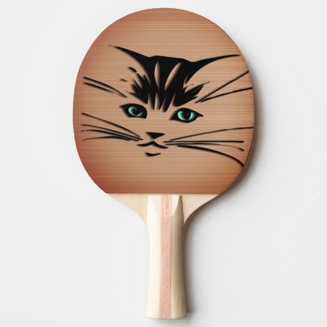 Green Eyed Cat Rustic  Ping Pong Paddle (Front)