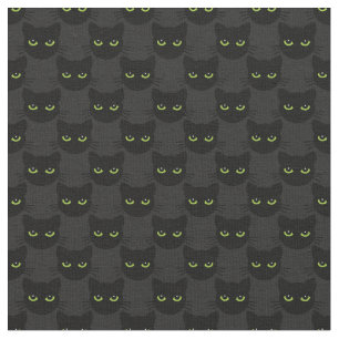 Green - eyed cats on graphite background fabric