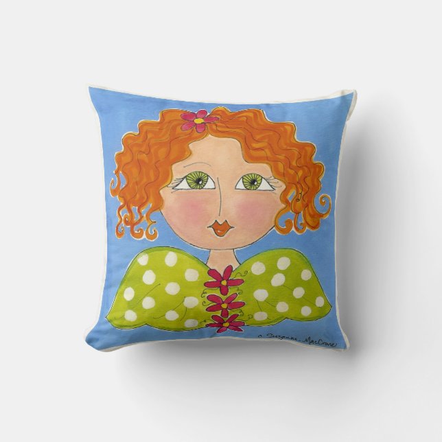 Green Eyed Daisy Girl - Coussin peint (Recto)