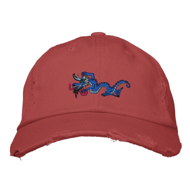 Green eyed Dragon Embroidered Hat (Front)