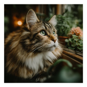 Green-Eyed Fluffy Tabby Poster