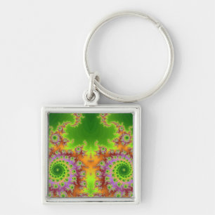 Green Eyed Fractal Keychain