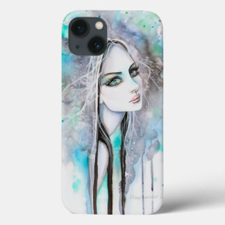 Green Eyed Ghost Watercolor Modern Art Portrait iPhone 13 Case