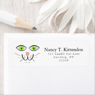 Green Eyed Happy Chat Visage Dessin avec Whiskers