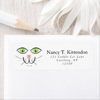Green Eyed Happy Chat Visage Dessin avec Whiskers