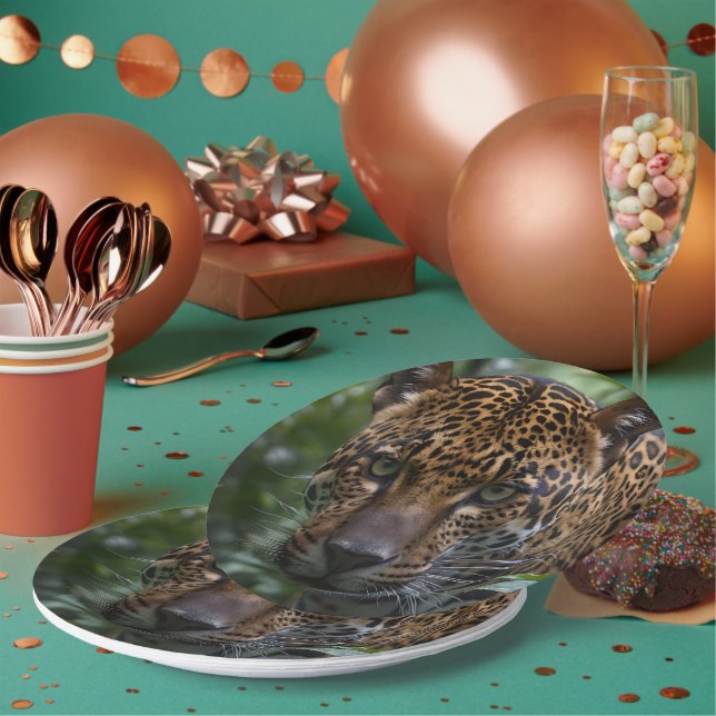 Green Eyed Jaguar, Paper Plate (Multi)