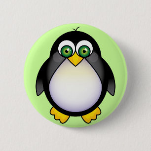 Green Eyed Penguin Cartoon 2 Inch Round Button
