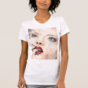 Green Eyed Pretty Woman Abstract Original Painting T-Shirt