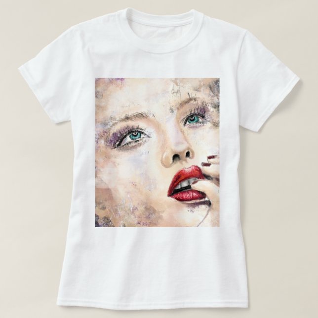 Green Eyed Pretty Woman T-Shirt (Design Front)