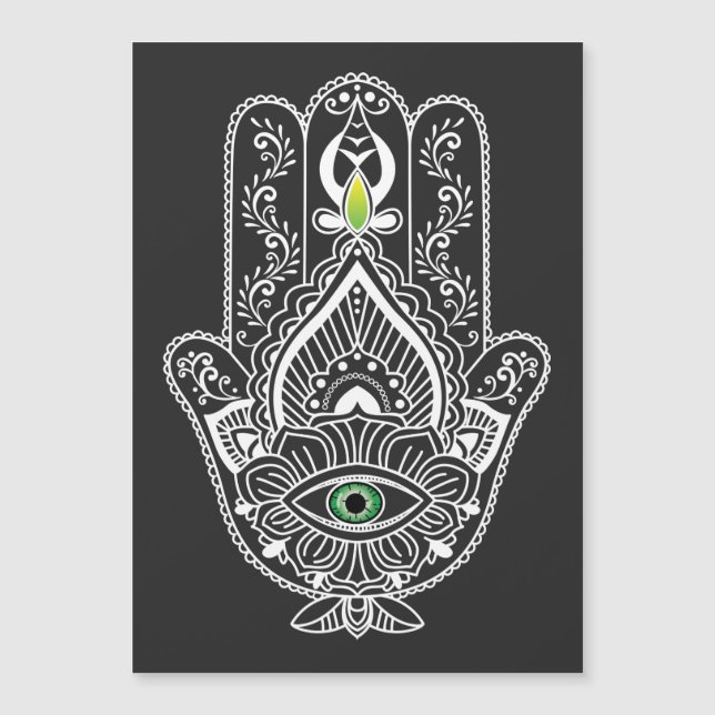 Green Eyed Protector Hamza Hand magnetic Card (Front)