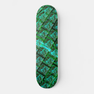 'Green eyes in grid', scratched and blurred  Skateboard